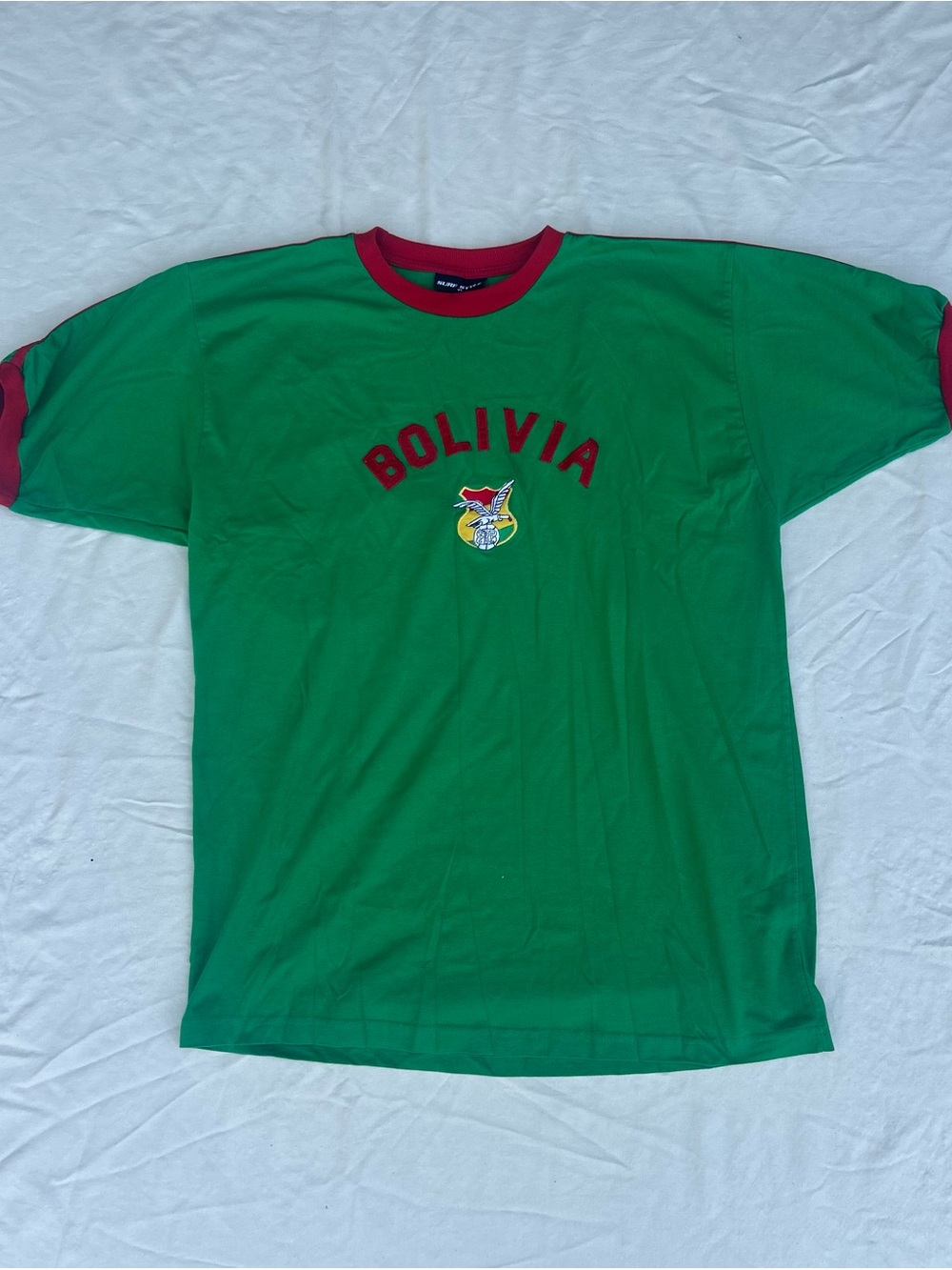 Green Bolivia Ringer T-Shirt with Red Trim